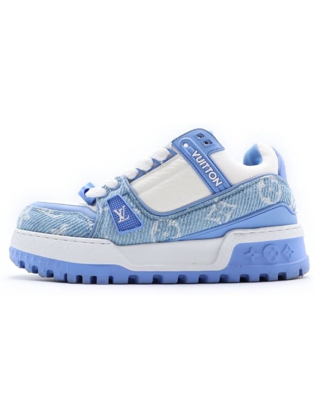 Louis Vuitton Monogram Denim LV Trainer Maxi Sneakers Rubber White Blue